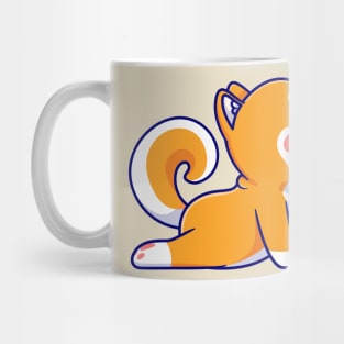 Cute Shiba Inu Dog Stretching Yoga Cartoon Mug